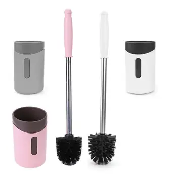 

Wall-Mounted Long Handle Toilet Cleaner Brush with Base Bathroom WC Tools