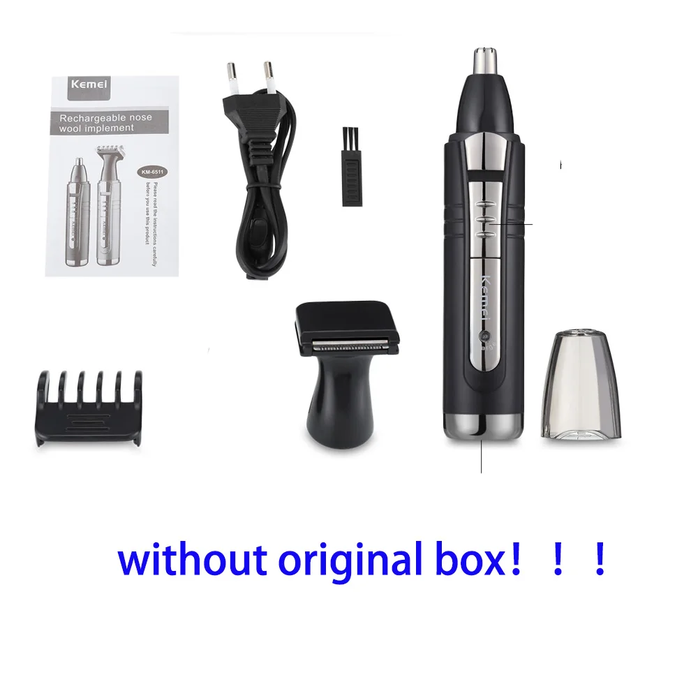 without original box Kemei, электрический триммер для носа и ушей, 2 в 1, уход за лицом, триммер для волос для мужчин, инструменты для личной гигиены, маленькая машинка для стрижки с направляющими для стрижки - Цвет: without original box