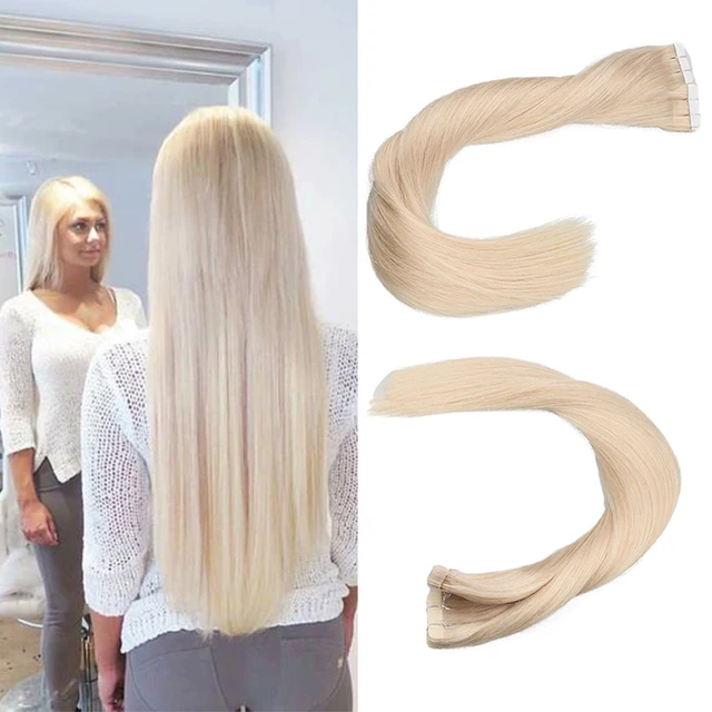 Toysww 100% Real Human Hair Russian Hair Tape in Hair Extensions Blonde #60 For Woman Machine Made Remy Hair 20/40pcs 60