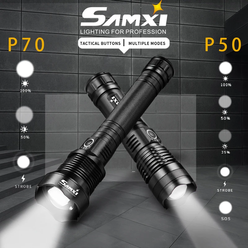 

2000Lm XHP70.2 High Power Rechargeable Led Flashlight 18650/26650 Battery Zoomable Tactical Flashlight Camping Torch Lantern