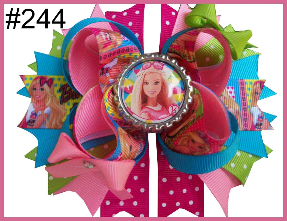 free shipping A.B.C.D.E 500pcs 5.5'' inspired hair bows popular cartoon hair bow with lined clips boutique girl hair bows-B