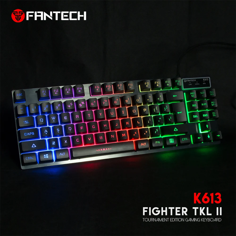 USB Проводная 87/104 клавиш Радужная подсветка fantech мультимедийная игровая клавиатура интернет-Бар Металлическая механическая клавиатура