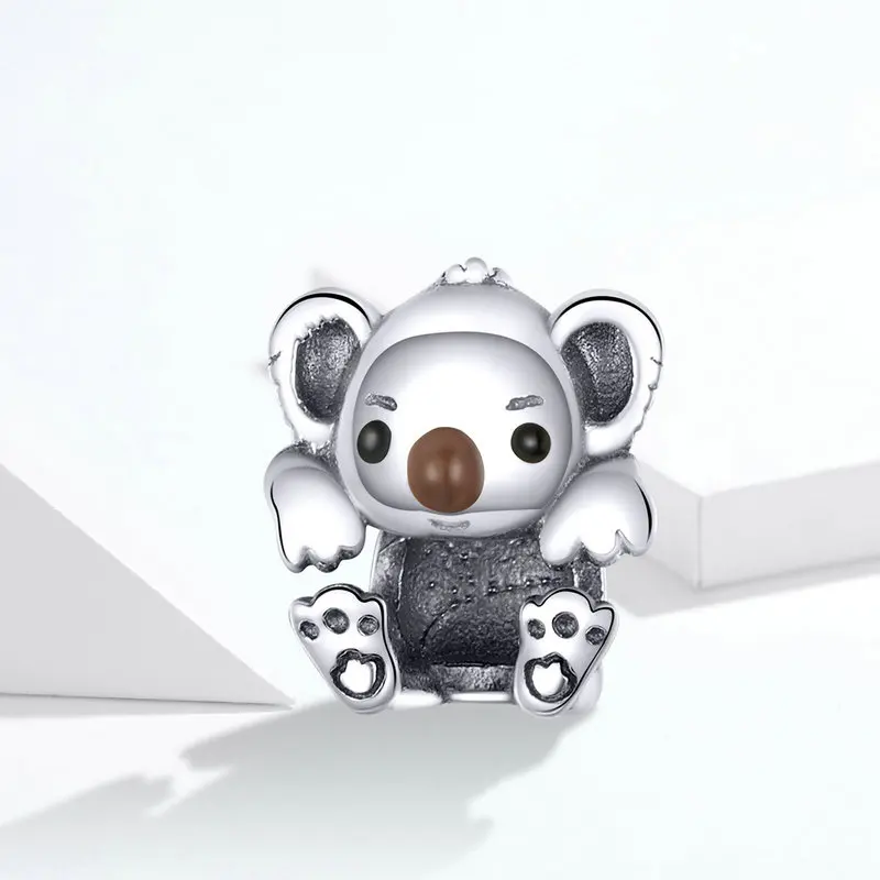 MOWIMO, настоящее 925 пробы, серебряные Детские Бусы коала, подходят для браслетов Pandora, подвески из серебра 925, оригинальные ювелирные изделия Pandent, изготовление BKC1304
