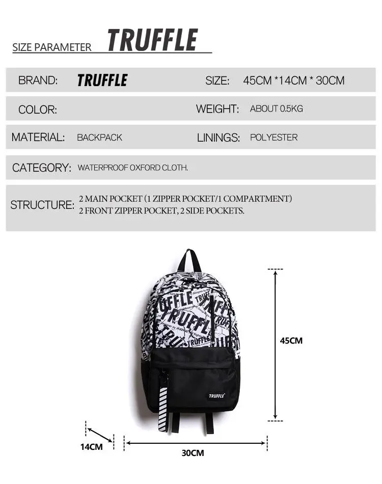 TRUFFLE Brand Backpacks Laptop for Teenagers 2024 Anime Mens Womens Travelling Bag Boys Girls back to School Waterproof