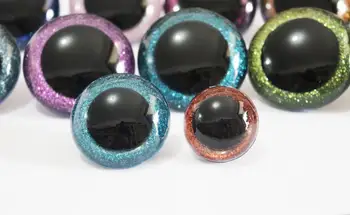 10pcs--N16--26mm/28mm/30mm/40mm/50mm big size round clear toy safety glitter eyes + glitter fabric + hard washers 1