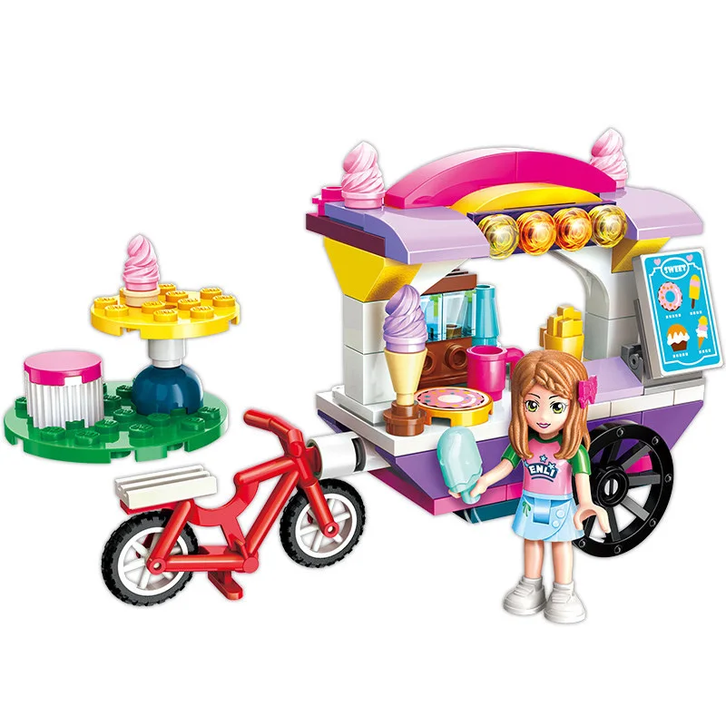 Enlamten Город Друзья принцесса мороженое автомобиль Красочные праздники стойла сцены строительные блоки наборы детские комплекты Игрушки совместимы
