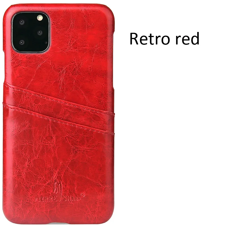 Масло воск кожаный чехол-накладка на заднюю крышку для iPhone 11 Pro Max - Цвет: Retro red