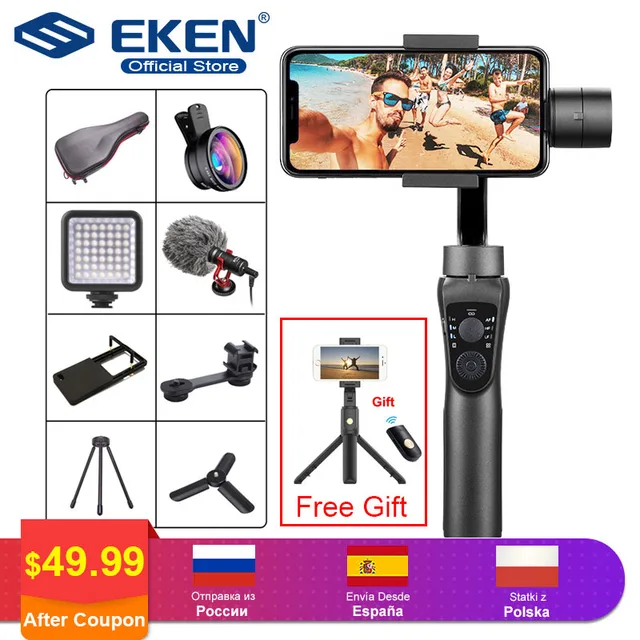 US $55.99 3Axis Handheld Gimbal Stabilizer Active Track wFocus Pull  Zoom for iPhone 11 8 Huawei Samsung S