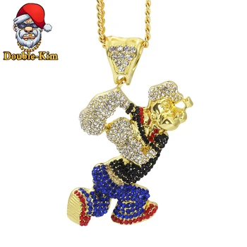 

Popeye The Sailor Man Zircon Pendant Necklace Men Hiphop Rock Street Culture Zinc Alloy Inlaid Zircon Chain Necklace Jewelry