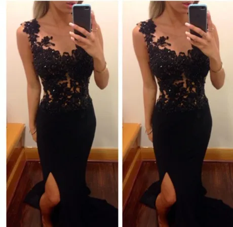 Best Price 2018 Mermaid Arabisch Zwart Kant Split Lange Chiffon Longo lange vrouwen prom mooie goedkope jurken bruidsmeisje jurk Best Price 2018 Mermaid Arabisch Zwart Kant Split Lange Chiffon Longo lange vrouwen prom mooie goedkope jurken bruidsmeisje jurk