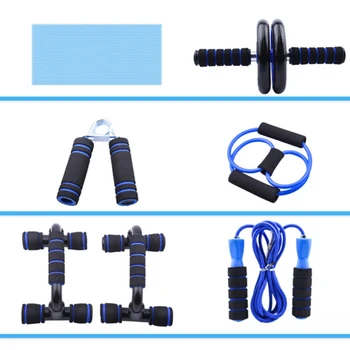 

Gym Fitness Exercise Jump Rope Push up Bars Pack Kit Abdominal Roller Wheel Resistance Band Training Exercise Equipment M