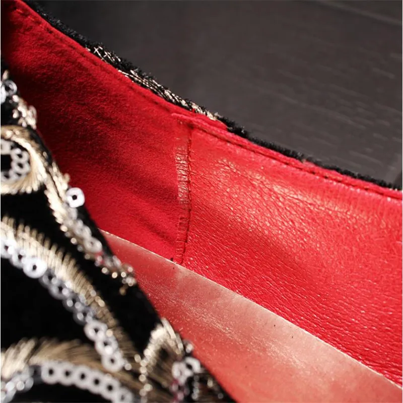 Men Exquisite Embroidery Leather Shoes Colorful Handmade Formal Wear Shoes Fashion Rivets Sequin Man Night club Casual Flats