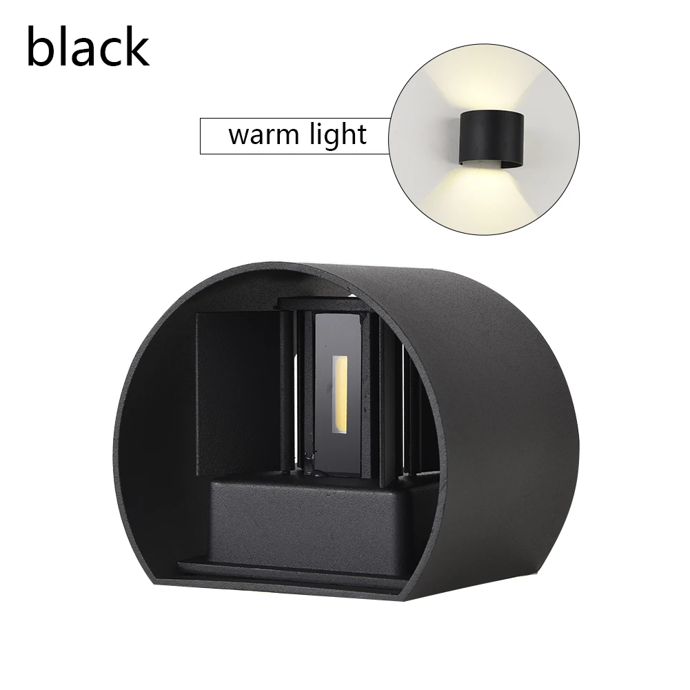 Black Warm light Открытый водонепроницаемый 12 Вт IP65 Настенный светильник современный светодиодный настенный светильник для помещений бра декоративный светильник на крыльце садовый светильник s настенные лампы - Испускаемый цвет: Black Warm light