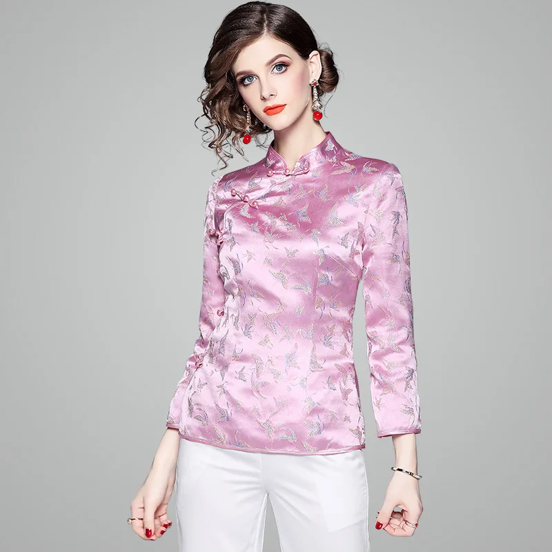 

Fashion Jacquard Small Cotton-Padded Jacket Autumn Clothing New Style Elegant Jacquard Xie Jin Stand Collar Versatile Short Tops