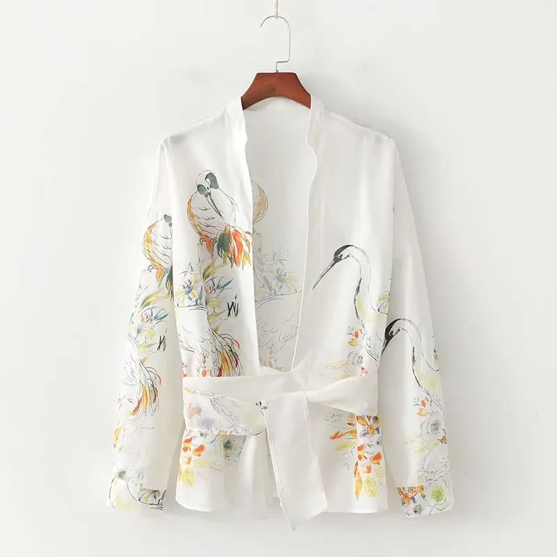 

New arrival European and American fashion cross printed blouses XD40-2332