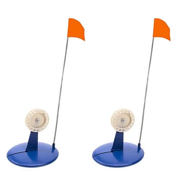 

2Pcs Ice Fishing Rod Tip-Up Compact Metal Pole Orange Flag Angler Tackle Accessory