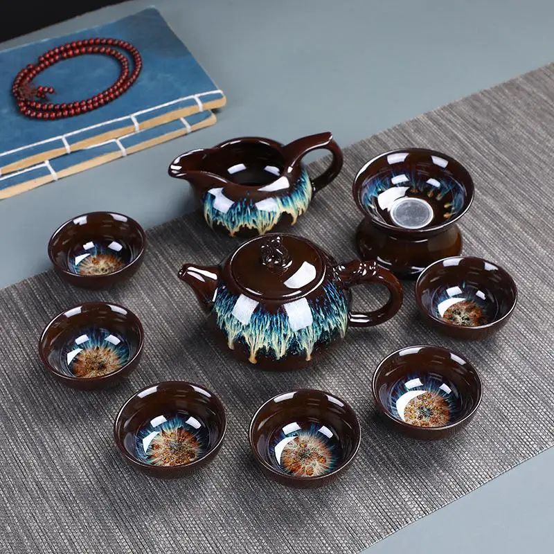 Китайский чайный набор кунг фу керамический глазурь чайник Gaiwan фарфоровый