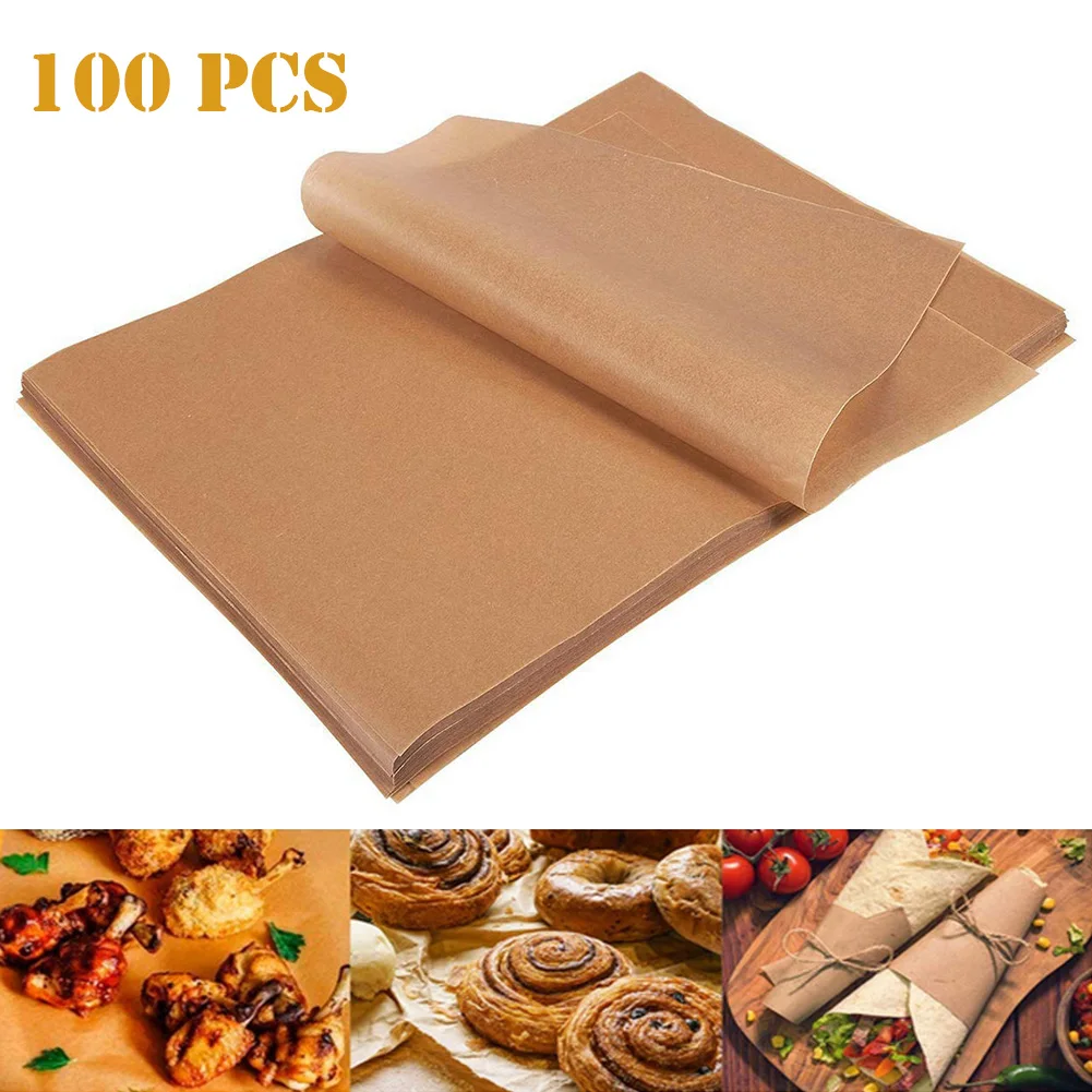 100pcs 12x16 Baking Paper Barbecue Silicone Oil Paper Parchment Rectangle Oven Paper Baking Sheets Bakery BBQ Party