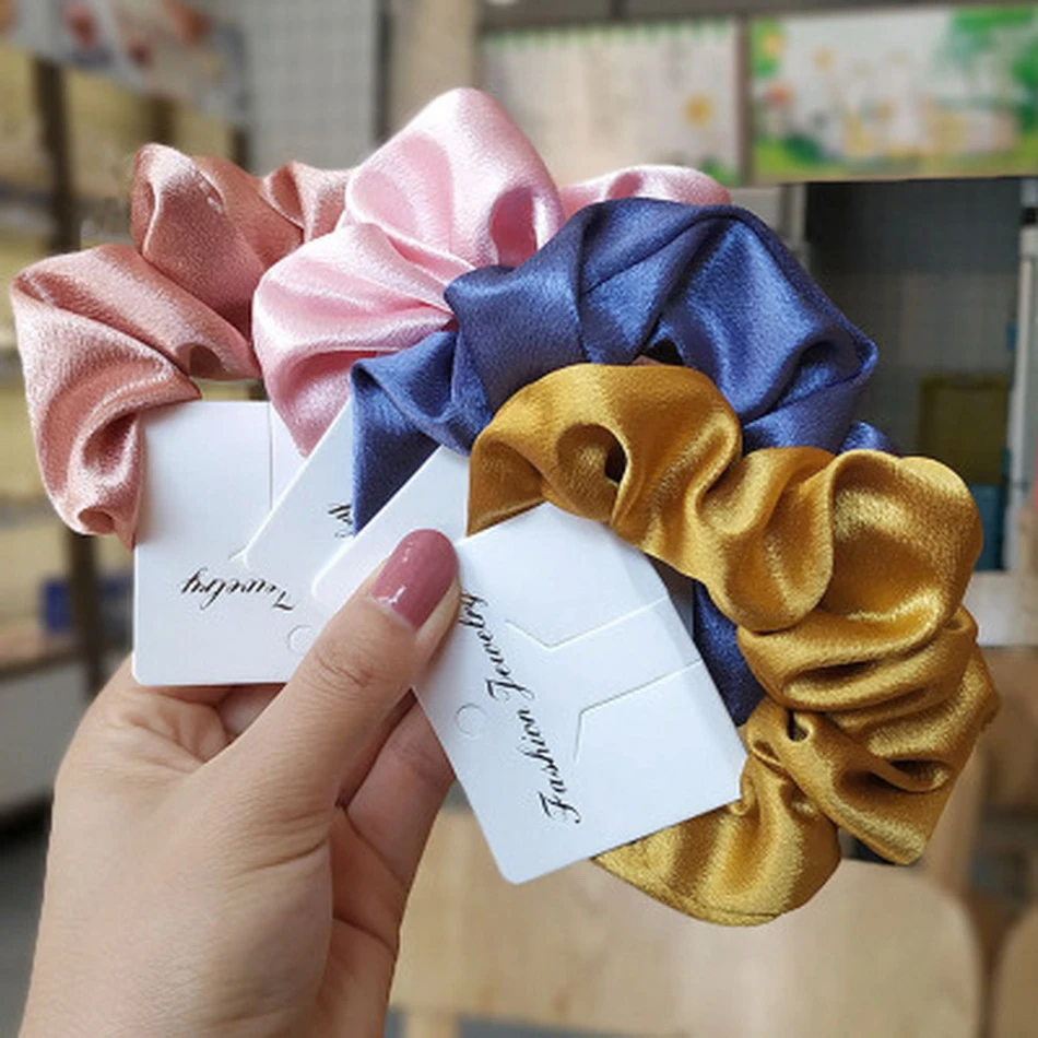 Girl Elastic Silk Scrunchie Women Ruban Satin Purple Hair Bands Black Crunchy Hair Ties Gum Ponytail Holder Chouchou Accessory bridal hair clip