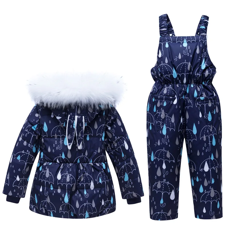 IYEAL/комплект из 2 предметов для маленьких девочек, утепленный зимний костюм с меховыми ушками и капюшоном Куртка-пуховик с теплым нагрудником зимние штаны, комплект одежды для От 1 до 4 лет