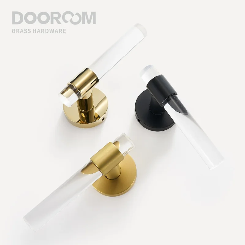 Dooroom Set Di Serrature Per Porte In Ottone Acrilico Moderno Interno Camera Da Letto Bagno Set Di Leve Per Porte In Legno Doppio Set Di Serrature Per