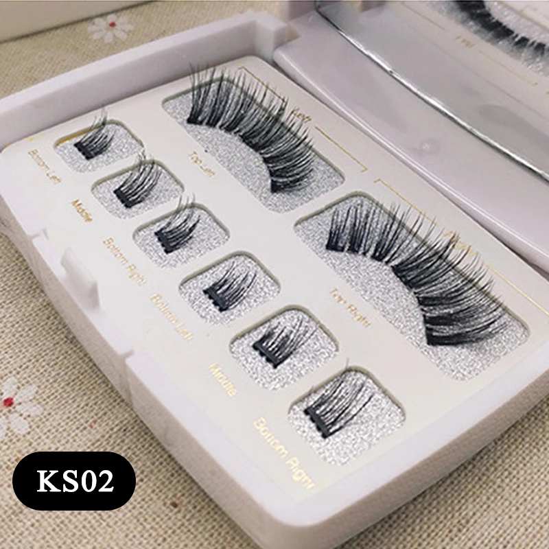 Магнитные накладные ресницы Natural Wispy 25 мм 3D искусственная норка Easy Fan Eye Lashes магнитные Накладные ресницы с 5 магнитами - Цвет: White-KS02