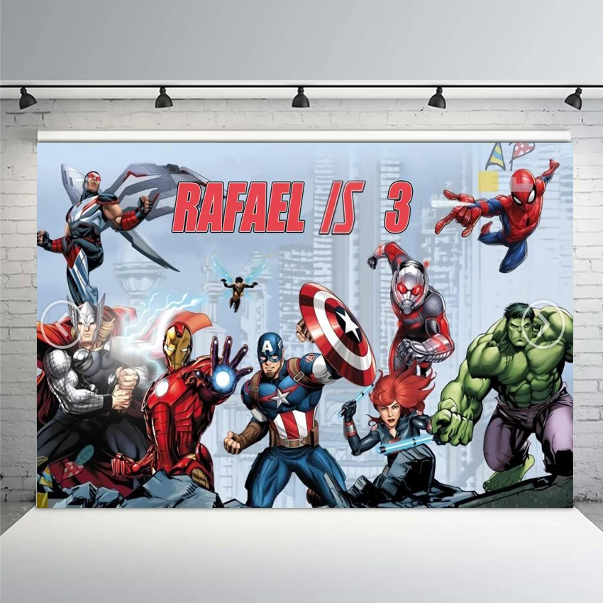 

Comics Superhero Avengers Spiderman Photography Backdrop Children 1st Birthday Photo Backdrop Prop Studio Backdrop Background