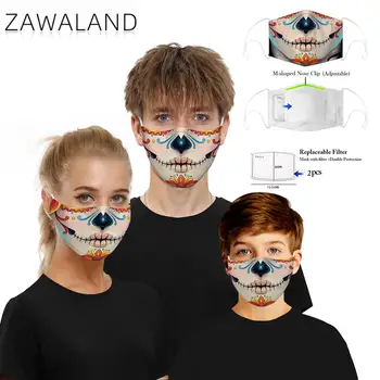 

Zawaland Lovely Printing Masks Washable Fabric Artistic Face Mask Proof Flu Mouth Mask Cover with 2 Filters