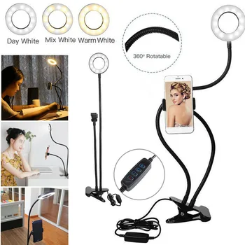 Kaufen Selfie Ring Licht Halter 24 LEDs Clip Auf Selfie Moblie Telefon Halterung Live-Stream Make-Up Studio Selfie LED Ring Licht Halter