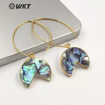 

WT-E598 WKT New Natural Shell Earrings Half Round Abalone Shell Gold Electroplated Earrings Women Fashion Earrings Jewelry