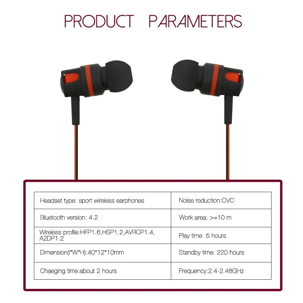 CHYI Wireless Bluetooth Earphone With Microphone Earbuds Sport Headphone Noise Canceling Earphones For IPhone Android Phone