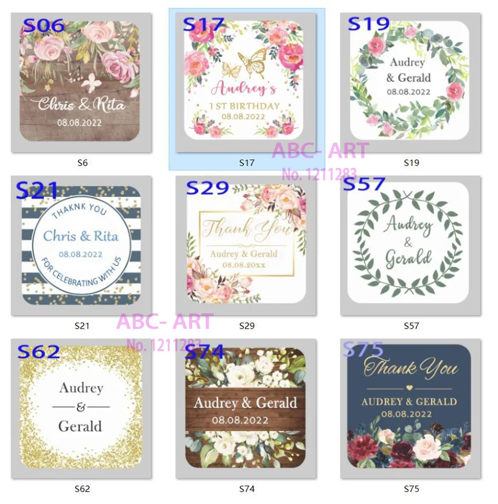 120 Pieces Square Custom Personalized Wedding Stickers Invitations Candy Favors Gift Boxes Labels Birthday Logo Photo | Дом и сад