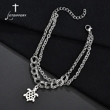 Letdiffery полые из нержавеющей стали черепаха Милые Браслеты для женщин серебро 2 слоя животных Ювелирные изделия обручение подарок падение