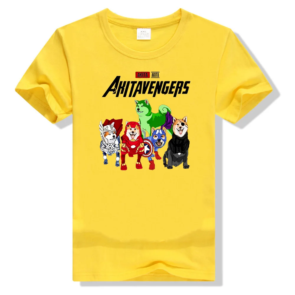 Akita Inu Мстители Akitavengers Endgame футболка черный хлопок для мужчин S-6Xl США сток Новейшая модная футболка - Цвет: Цвет: желтый