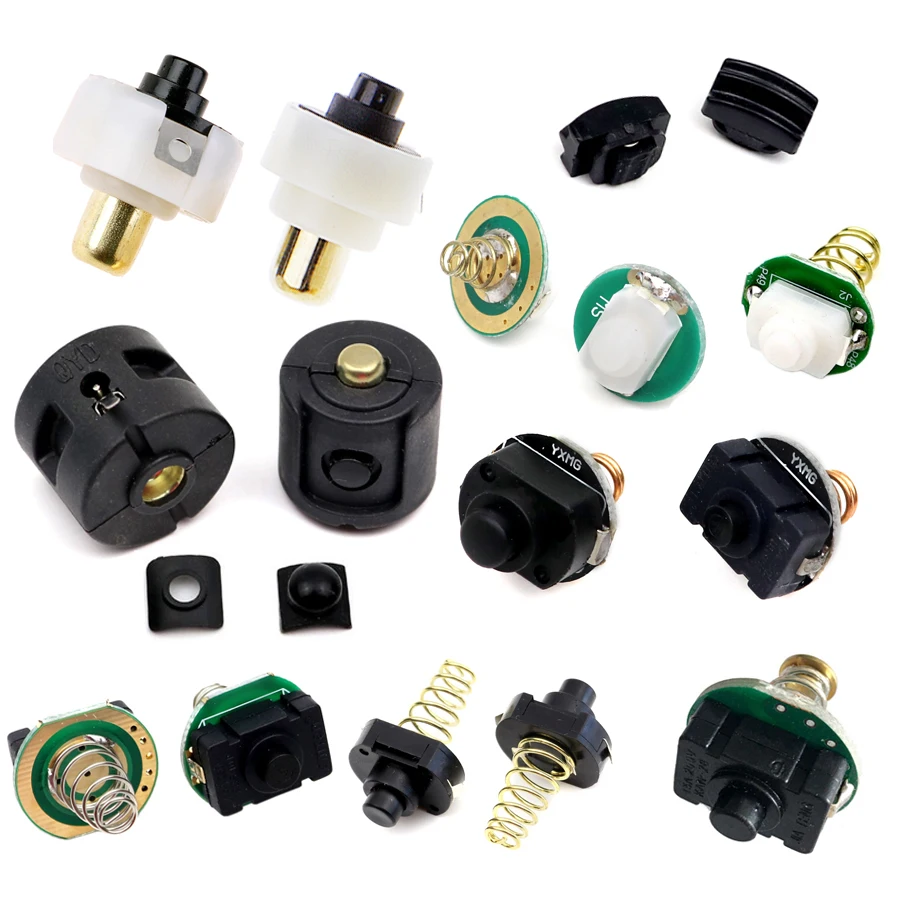 Various LED Flashlight Torch Switch 501B 502B C8 Push Button Click Clicky Switch Module Lantern Light DIY Parts Side Tail button light switch kit remote switch