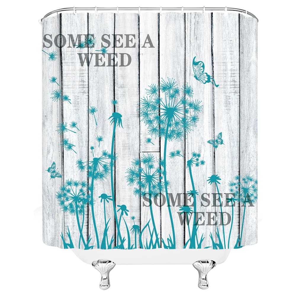 

Colorful Flower Dandelion Art Wood Bathroom Curtain Waterproof Polyester Shower Curtains Bath Screen for Bathroom with Hooks