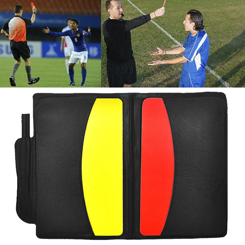 Yellow Red Card Booklet Sport Entertainment Pro with Pencil Judgecase Soccer Game Football Referee Case Equipment