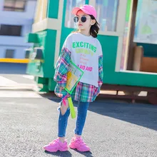 Chemises à manches longues pour filles de 8, 10 et 12 ans, en Patchwork, pour printemps et automne