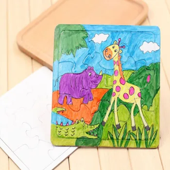 

4Pcs/Set Kids Coloring Blank Puzzle DIY Paper Jigsaw Puzzles Four Shapes Drawing Doodle Board Learning & Education Puzzle Toy