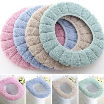 

1pc Comfortable Thick Knitted Velvet Coral Bathroom Toilet Seat Cover Washable Closestool Standard Pumpkin Pattern Soft Cushion