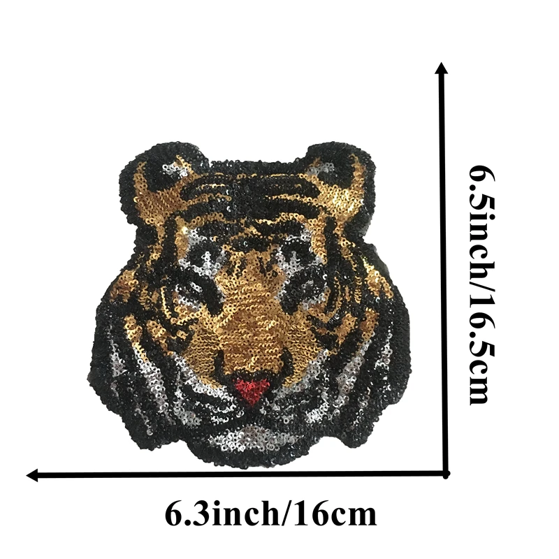 WUYUCONG 1 компл.(1 большой+ 1 маленький) Золотой тигр блестками Утюг на заплатка для одежды куртка блёстки животные аппликации Вышивание DIY