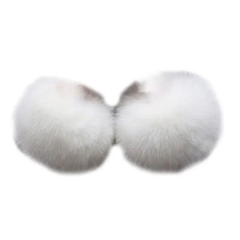 Искусственный мех кролика утолщаются женские зимние теплые наручные перчатки поддельные манжеты нарукавник - Цвет: Белый