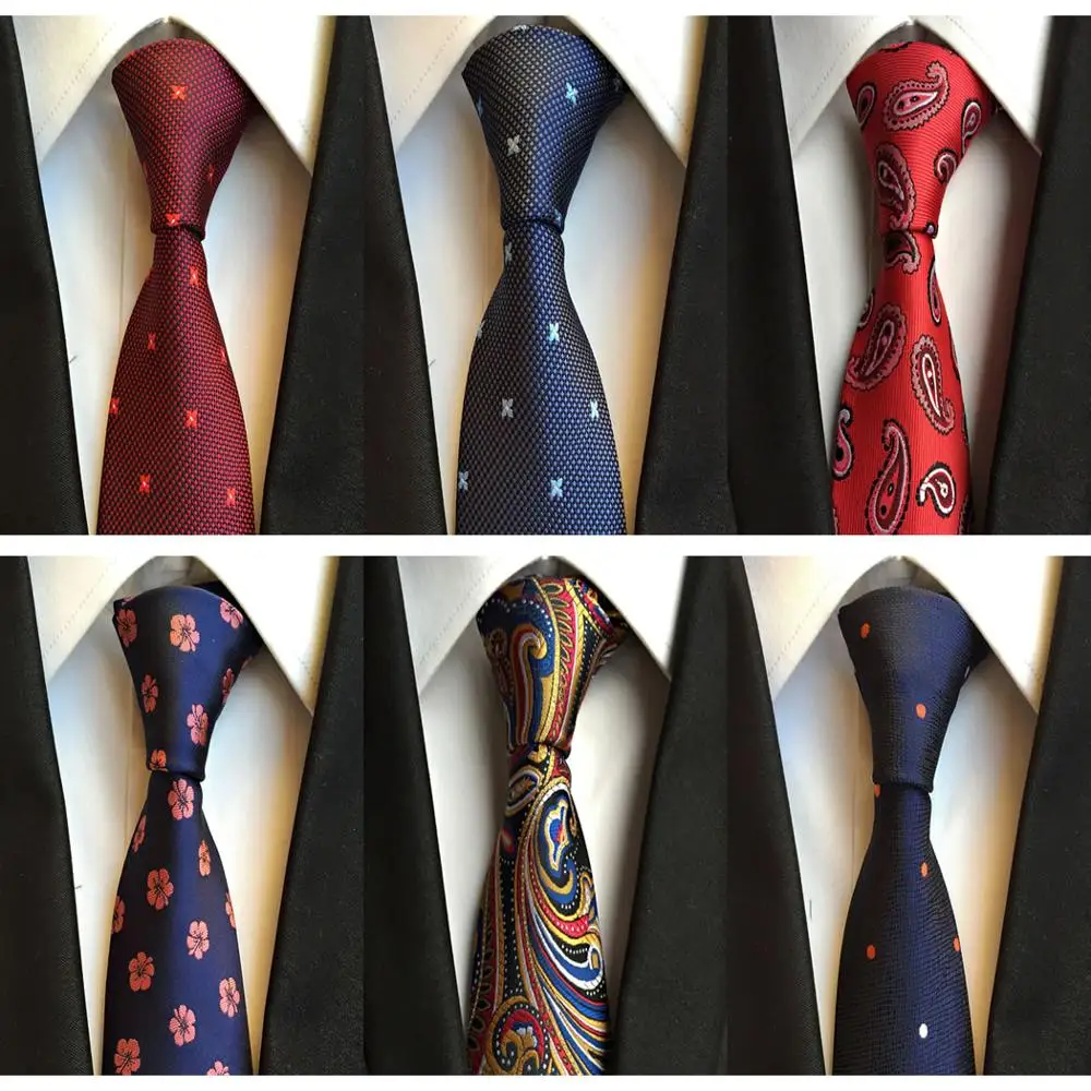 

Classic Men's Paisley Necktie Polka Dot 100% Silk 8CM Tie For Men Blue Brown Red Jacquard Woven Men's Wedding Party Necktie