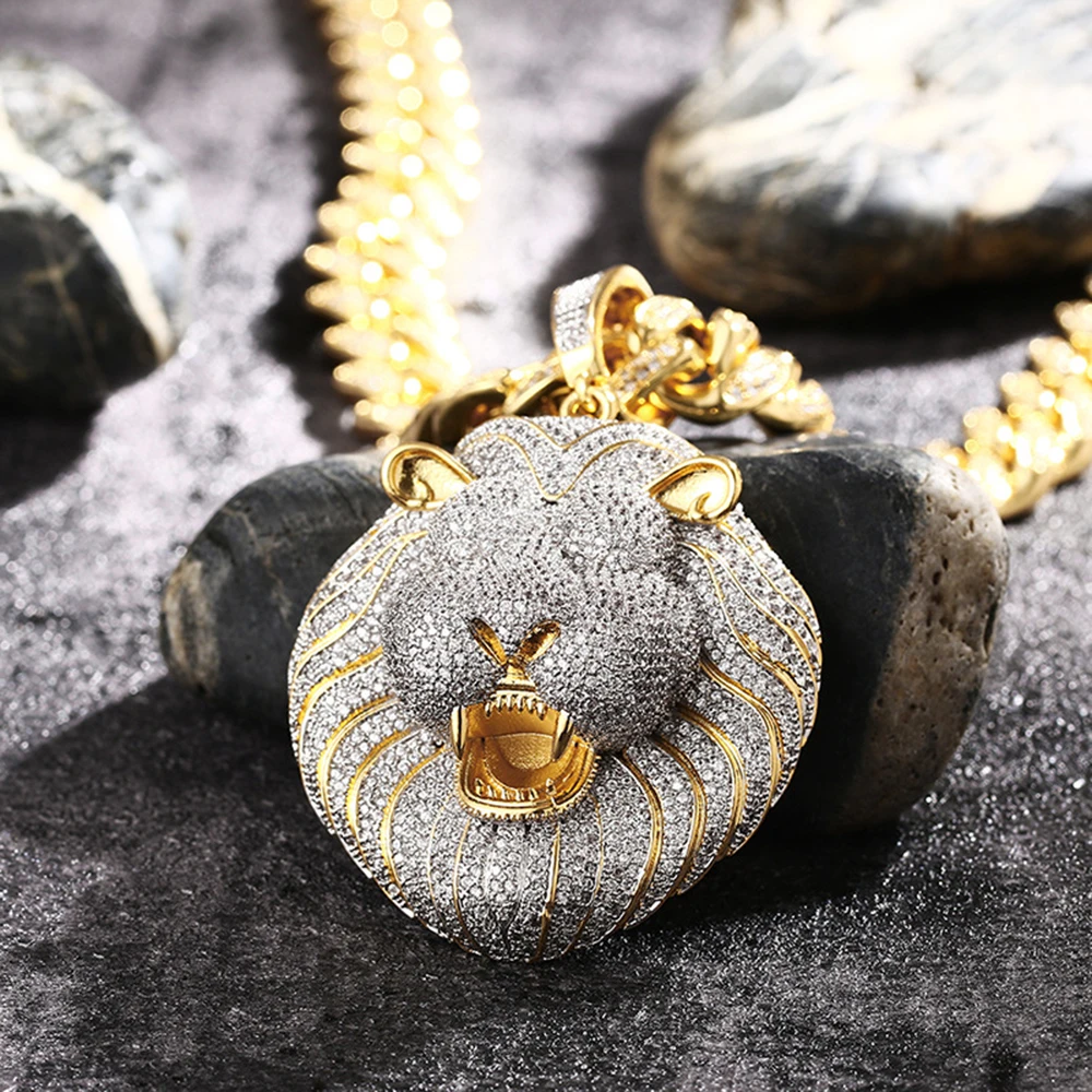 Super High Quality Lion Iced Out  Pendant Necklaces For Men Women Full Zircon Stone With Bling Cuban Chain Hip Hip Jewelry 4