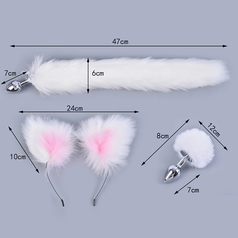 Metal Plush Rabbit Fox Tail Anal Plug Prostate Massager Butt Plug Rabbit Ear BDSM Sex Toys for Women Adult Sex Game