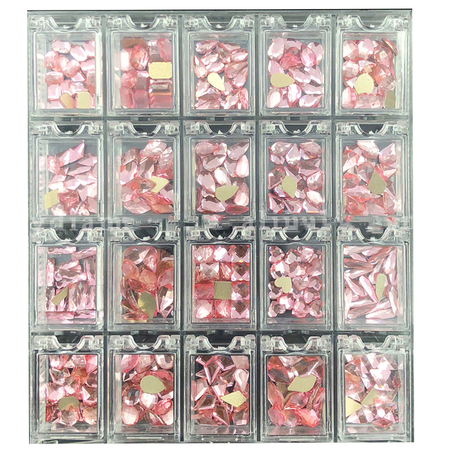 Multi Nail Rhinestones Kit Flatback 240pcs Alloy Charms (Neon,Pink,AB,Blue) Glass Jewelry Nail Art Crystal Box 2022