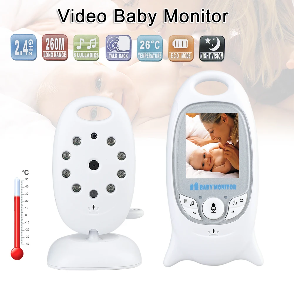 

VB601 2.4Ghz Video Baby Monitors Wireless 2.0 Inch LCD Screen 2 Way Talk IR Night camera Temperature Security Camera