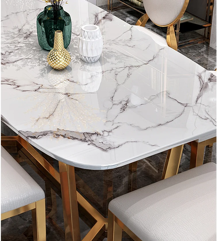 Nordic dining table and chair combination Modern minimalist small-sized rectangular dining table Home Hong Kong-style luxury mar