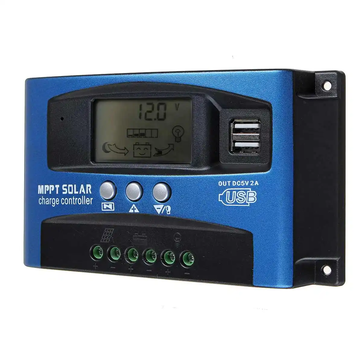 Controlador de Carga 100a 12v 24v Mppt Controladores Solares Solar Automático Display Lcd Dupla Usb 5v Saída 30 - 40 50 60 30 40 50 60 100a 12v 24v