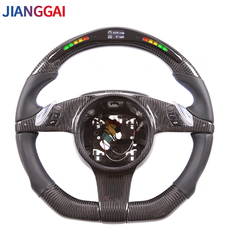 Promoción 100% Real cuero perforado de fibra de carbono rojo volante para Porsche Cayenne/Panamera 2010-2016 pBQKMZblBRe